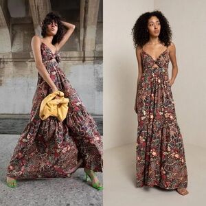 A.L.C. Laura Cutout Floral Maxi Dress Brown Sz 4
